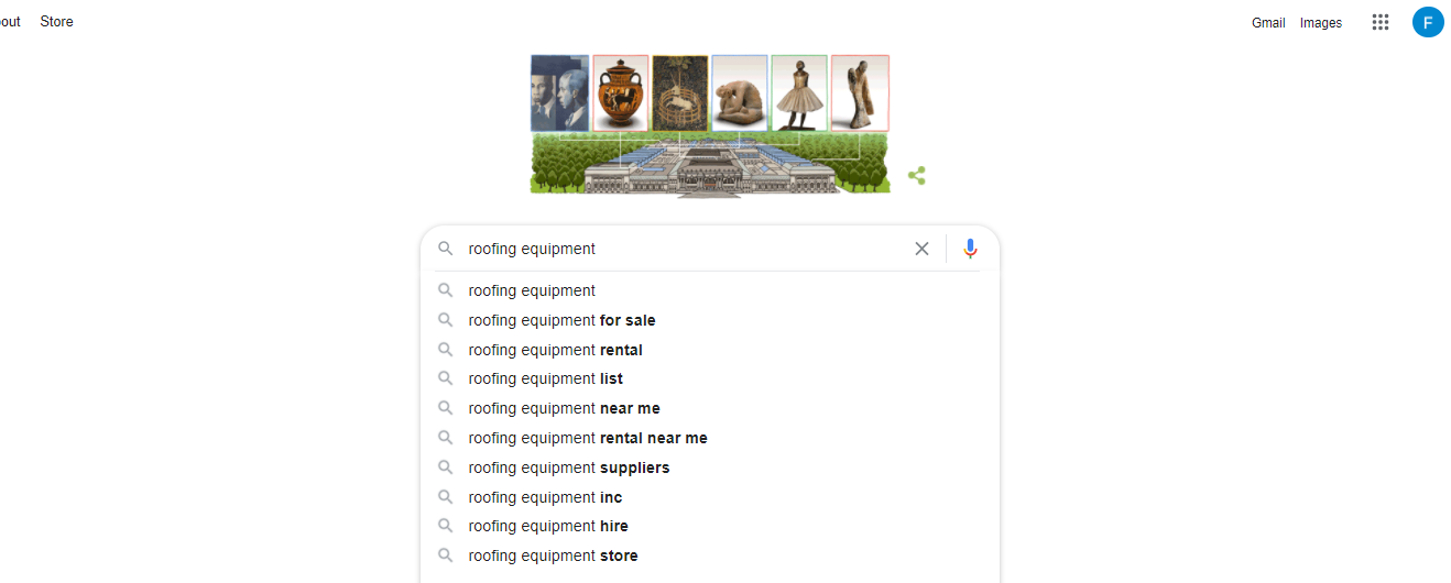 Google suggestion for roofing keywords